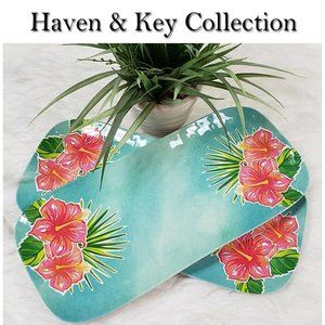 Haven & Key 2 Tropical Plates Serving Trays NWT